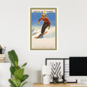 Aller skier en France Affiche vintage ski (Bureau à domicile)