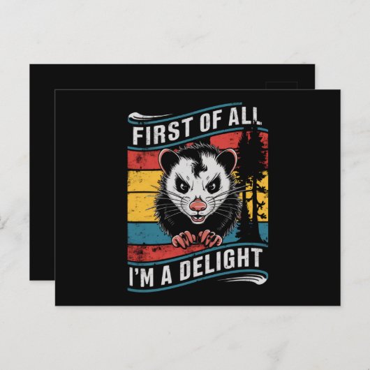 Allereerst ben ik een heerlijke grappige opossum briefkaart (Voorkant / Achterkant)