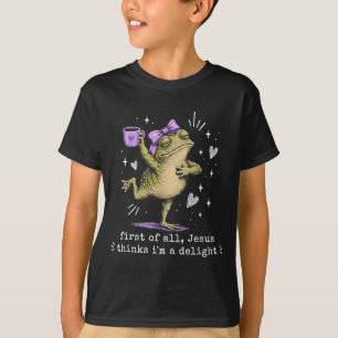 Allereerst Denkt Jezus Dat Een Vrolijke Kikker Mem T-shirt