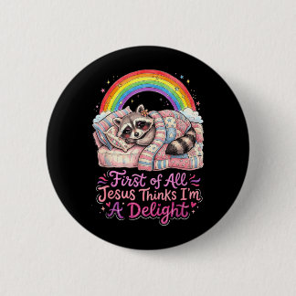 Allereerst Denkt Jezus Dat Een Vrolijke Wasbeer Ku Ronde Button 5,7 Cm