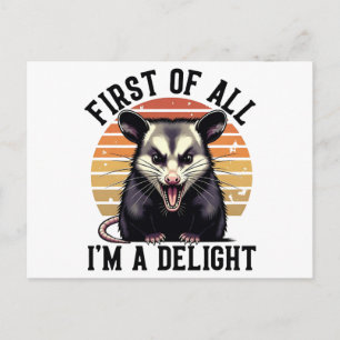 Allereerst, ik ben een genot –Sarcasme Opossum Kun Briefkaart