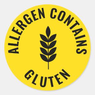 Allergeen Bevat Gluten Waarschuwingssticker Voedse Ronde Sticker