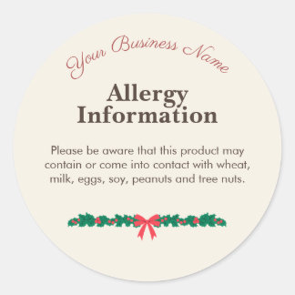 Allergeen Waarschuwing Kerst Sticker | Thuisbakker