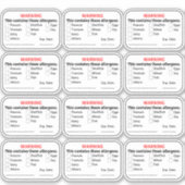 Allergène Étiquettes alimentaires (Devant)