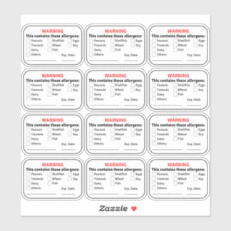 Allergenen Etiketten op voedsel Sticker