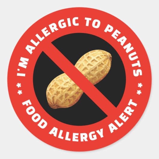 Allergic to peanuts sticker for food alert (Voorkant)