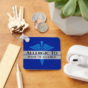Allergie alert DIY allergisch voor blauwe ZILVEREN Sleutelhanger