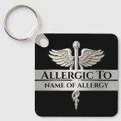 Allergie alert DIY allergisch voor ZILVER caduceus Sleutelhanger (Voorkant)