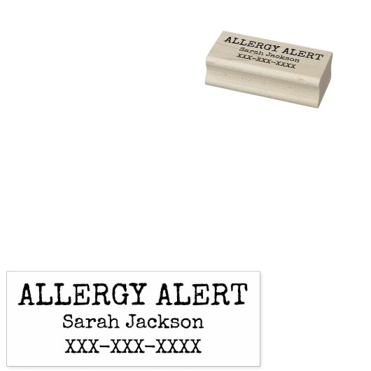 Allergie Alert Gepersonaliseerde Kinder Basic Rubberstempel (Gestempeld)