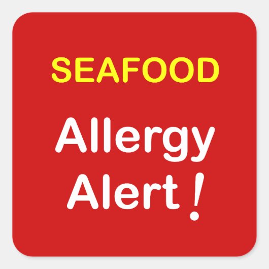 Allergie Alert - SEAFOOD. Vierkante Sticker (Voorkant)