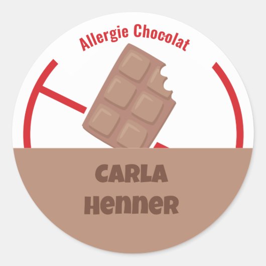Allergie Chocolat Ronde Sticker (Voorkant)