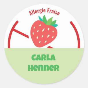 Allergie Fraise Ronde Sticker