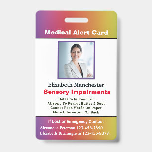 Allergie Handicap Waarschuwing Contact ID Foto Aan Badge