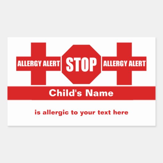 Allergie Medische Alert Aangepaste Sticker (Voorkant)