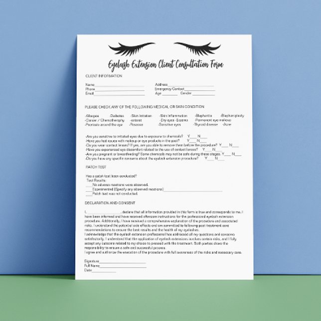 Allergie Patch Test Script Calligrafie toestemming Briefhoofd (Allergy Patch Test Script Calligraphy Consent Form Letterhead)