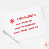 Allergie Waarschuwingsrood Sticker Label (Envelop)
