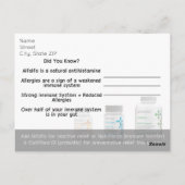 Allergies Shaklee carte postale (Dos)