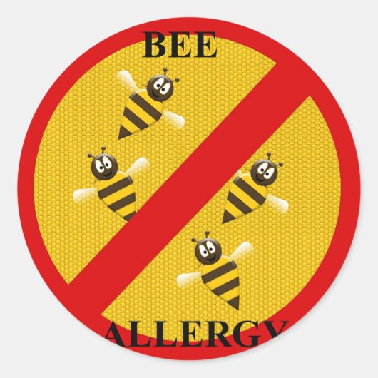 Allergisch voor bijen ronde sticker (Voorkant)
