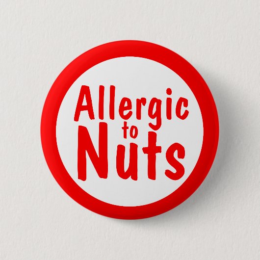 Allergisch voor noten ronde button 5,7 cm (Voorkant)