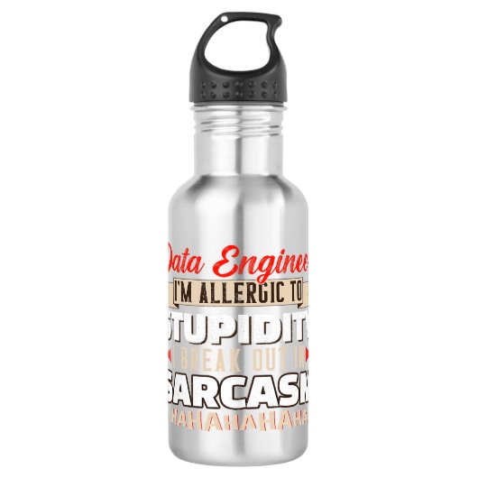 Allergisch voor Stupidity Sarcasm Data Engineer Sc Waterfles (Voorkant)