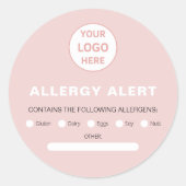 Allergy Alert Bakkerij Custom Logo Pink Ronde Sticker (Voorkant)