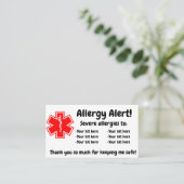 Allergy Alert Dining Card - in het Engels en Spaan Visitekaartje (Staand voorkant)