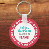 Allergy Alert Gepersonaliseerd Kinder School Sleutelhanger (Voorkant)