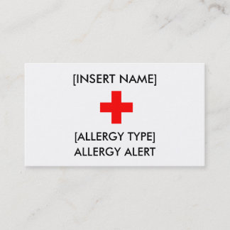 Allergy Alert ID/I.C.E. Kaart Visitekaartje