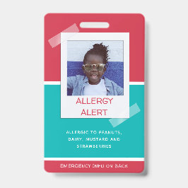 Allergy Alert Kind Foto Medical Emergency Daycare Badge