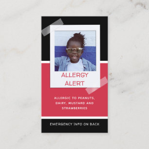 Allergy Alert Kind Foto Medical Emergency Daycare Contactkaartje