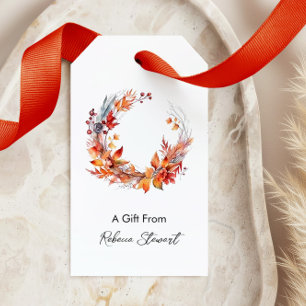 Allerlei herfstkrans gepersonaliseerd op maat cadeaulabel