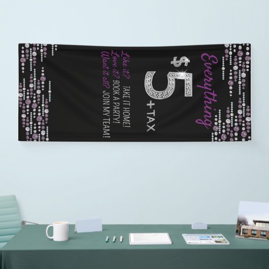 Alles $5 Sieraden- Event Show banner- Paarse Spandoek (Beurs)