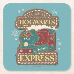 Alles aan boord van de HOGWARTS™ Express Christmas Vierkante Kartonnen Onderzetter