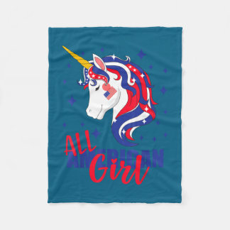 Alles amerikaans meisje usa vlag 4 juli eenhoorn  fleece deken