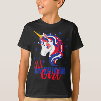 Alles amerikaans meisje usa vlag 4de juli eenhoorn t-shirt