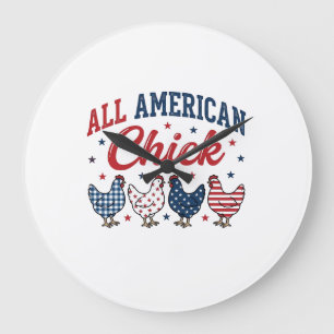 Alles Amerikanisch Kip Patriotische Kip Shirt Ontw Grote Klok