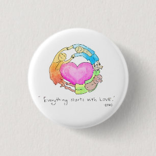 Alles begint met liefde ronde button 3,2 cm