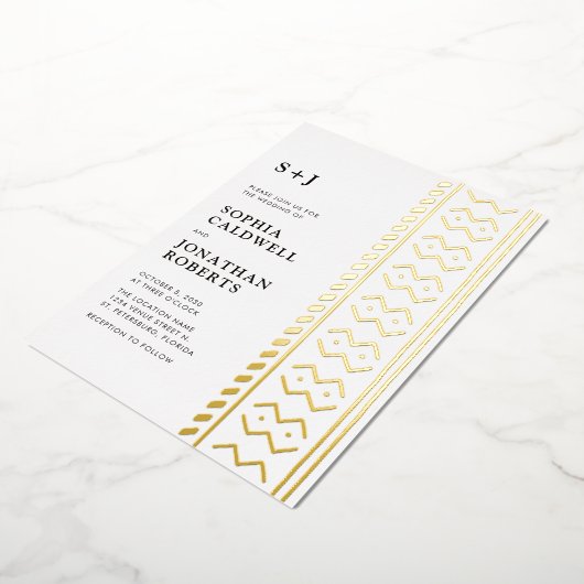 Alles bij één modern Boho-modcloth-monogram bruilo Folie Uitnodiging (Gedraaid)