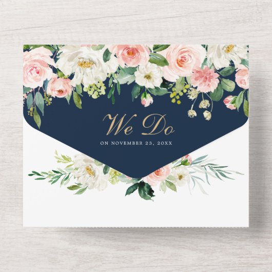 Alles bij elkaar in één marineschandje all in one uitnodiging (Achterkant)