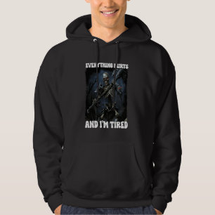 Alles doet pijn en vermoeide Cringe Skeleton 3 Hoodie