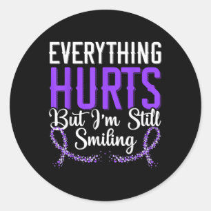 Alles doet pijn, maar ik glimlach nog steeds Lupus Ronde Sticker