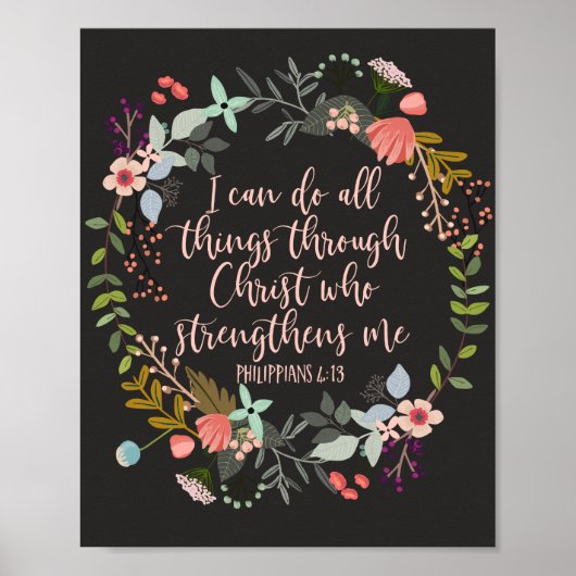 Alles door Christus Philippians Bijbelse Verse Poster (Voorkant)