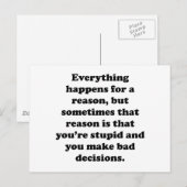 Alles gebeurt om een reden briefkaart (Voorkant / Achterkant)