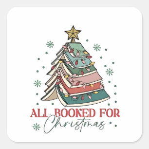 Alles geboekt voor Christmas Book Lover Christmas Vierkante Sticker