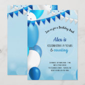 Alles in Blue Birthday Invitation Kaart (Voorkant / Achterkant)