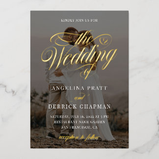 Alles in één aangepaste fotokalligrafie Gold Folie Uitnodiging