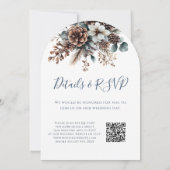 Alles in een bloemige Pinecone QR Code Wedding Arc Kaart (Achterkant)
