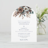 Alles in een bloemige Pinecone QR Code Wedding Arc Kaart (Staand voorkant)