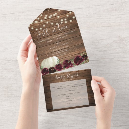 Alles in één Bourgogne pompoen All In One Uitnodiging (Afscheurbaar)