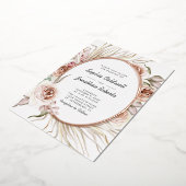 Alles in één bruiloft Boho Floral Real Roos Gold Folie Uitnodiging (Gedraaid)